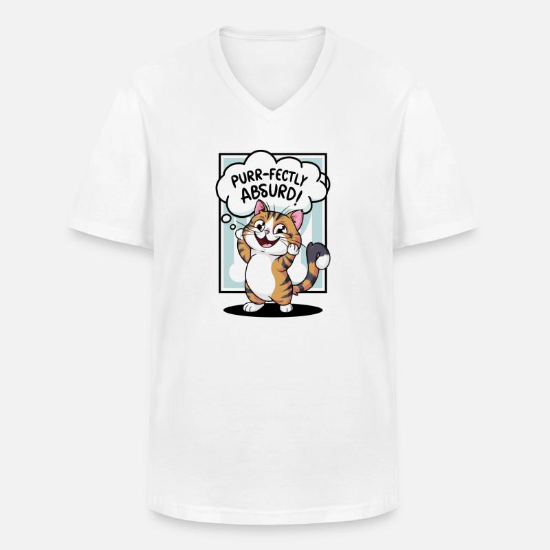 Katze- Schnurren ist absurd! - Männer-T-Shirt mit V-Ausschnitt - Weiß