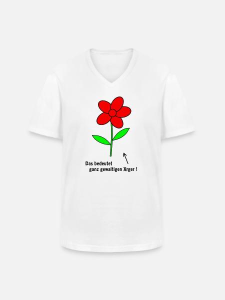 Flower Anger - Men's V-Neck T-Shirt - white