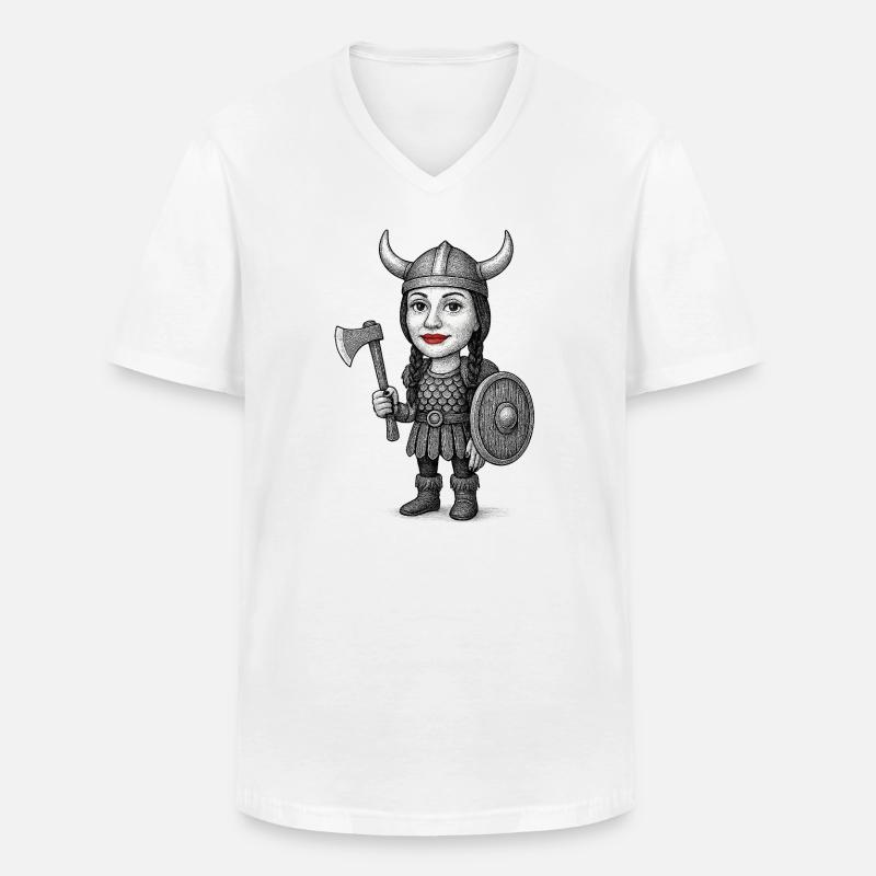 Wikinger-Rotlippen-Krieger - Männer-T-Shirt mit V-Ausschnitt - Weiß
