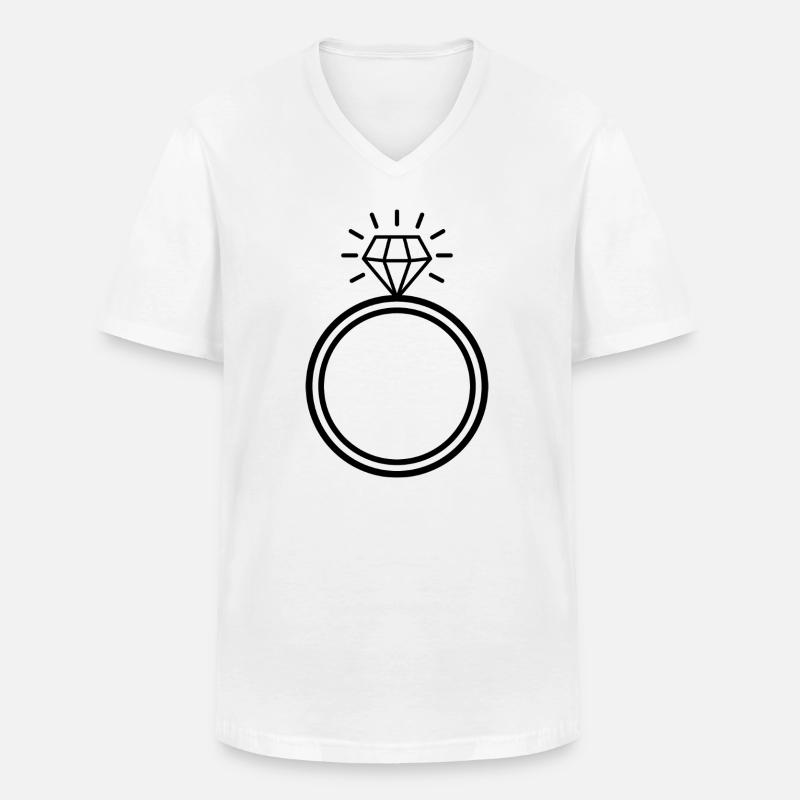 Diamantring - Männer-T-Shirt mit V-Ausschnitt - Weiß
