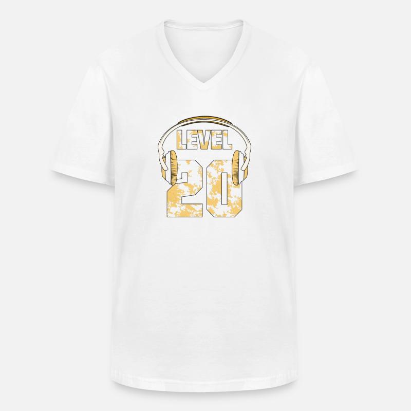 KOPFHÖRER LEVEL 20 - Männer-T-Shirt mit V-Ausschnitt - Weiß