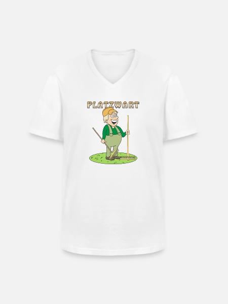 MENSCH COMIC PLATZWART - Männer-T-Shirt mit V-Ausschnitt - Weiß