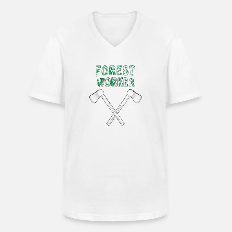 AXT FOREST WORKER - Männer-T-Shirt mit V-Ausschnitt - Weiß