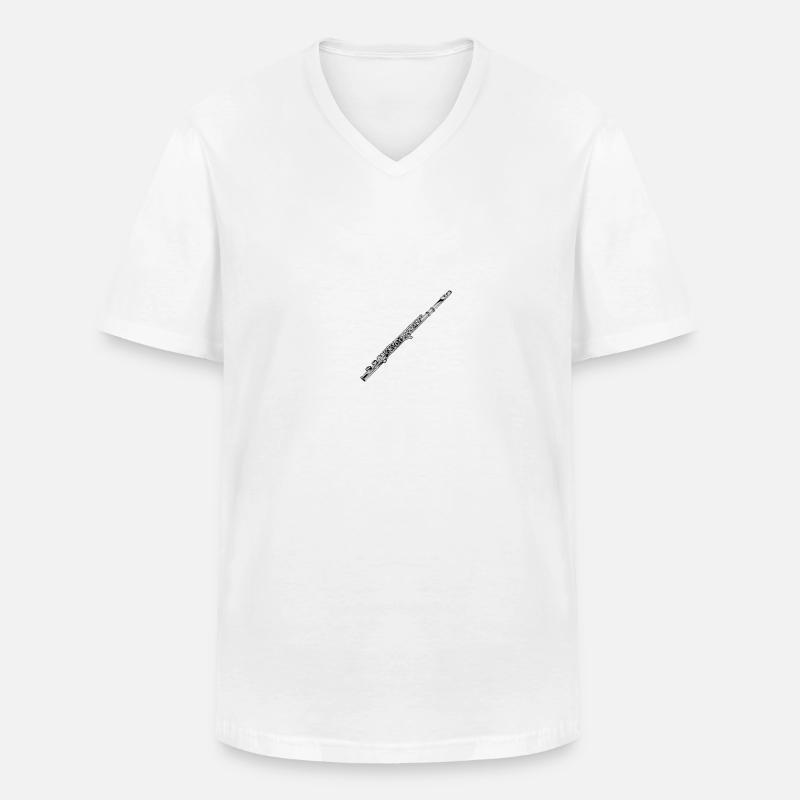 Querflöte - Männer-T-Shirt mit V-Ausschnitt - Weiß