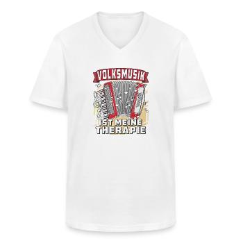 VOLKSMUSIK IST MEINE THERAPIE - Männer-T-Shirt mit V-Ausschnitt - Weiß - Vorne - AI Model Male 185 light (185cm)