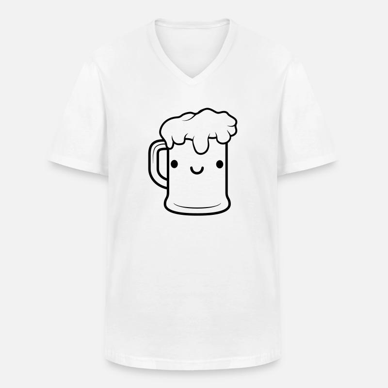 Süßes Bier Gesicht Maßkrug - Männer-T-Shirt mit V-Ausschnitt - Weiß