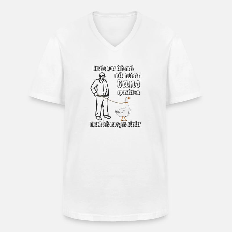 MIT GANS SPAZIEREN - Männer-T-Shirt mit V-Ausschnitt - Weiß