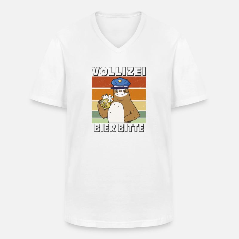 VOLLIZEI BIER BITTE - Männer-T-Shirt mit V-Ausschnitt - Weiß