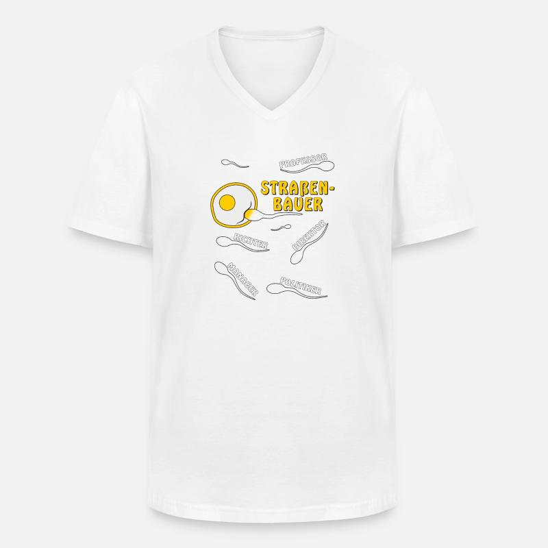 STRAßENBAUER - Männer-T-Shirt mit V-Ausschnitt - Weiß