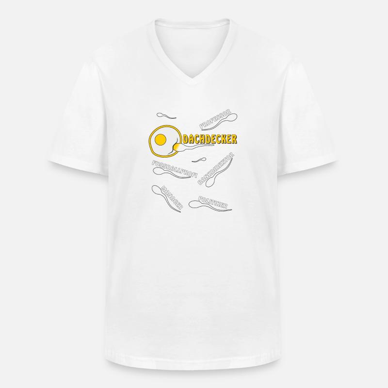 DACHDECKER - Männer-T-Shirt mit V-Ausschnitt - Weiß
