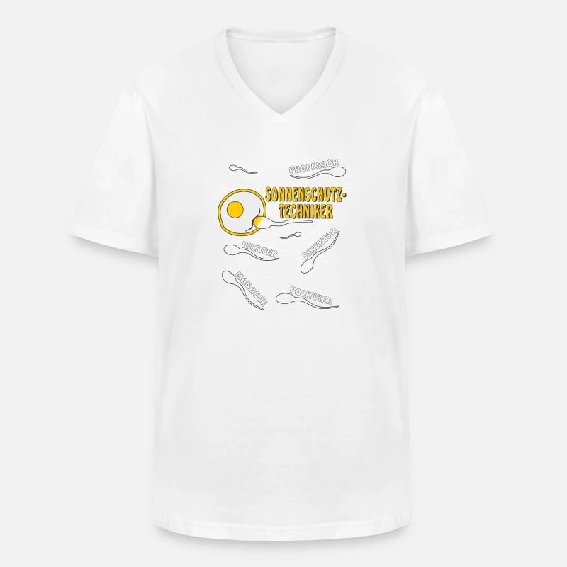SONNENSCHUTZ-TECHNIKER - Männer-T-Shirt mit V-Ausschnitt - Weiß
