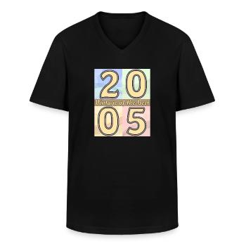 ANNÉE D’ANNIVERSAIRE 2005 - T-shirt col V Homme - noir - Devant - AI Model Male 178 dark (178cm)