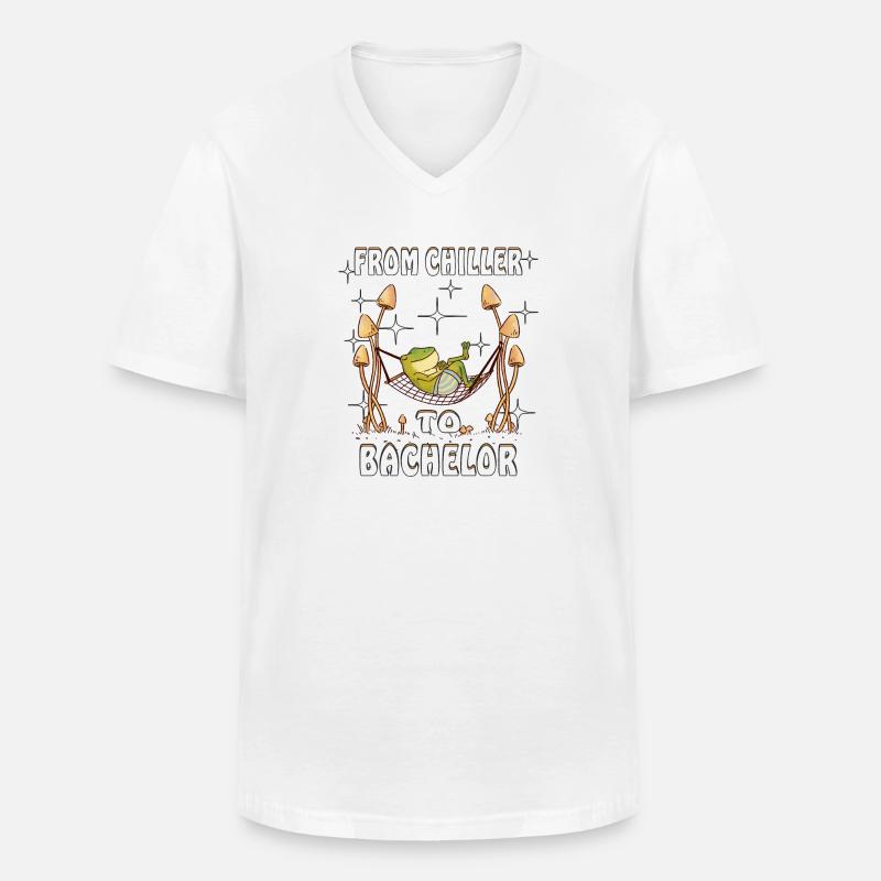 FROM CHILLER TO BACHELOR - Männer-T-Shirt mit V-Ausschnitt - Weiß