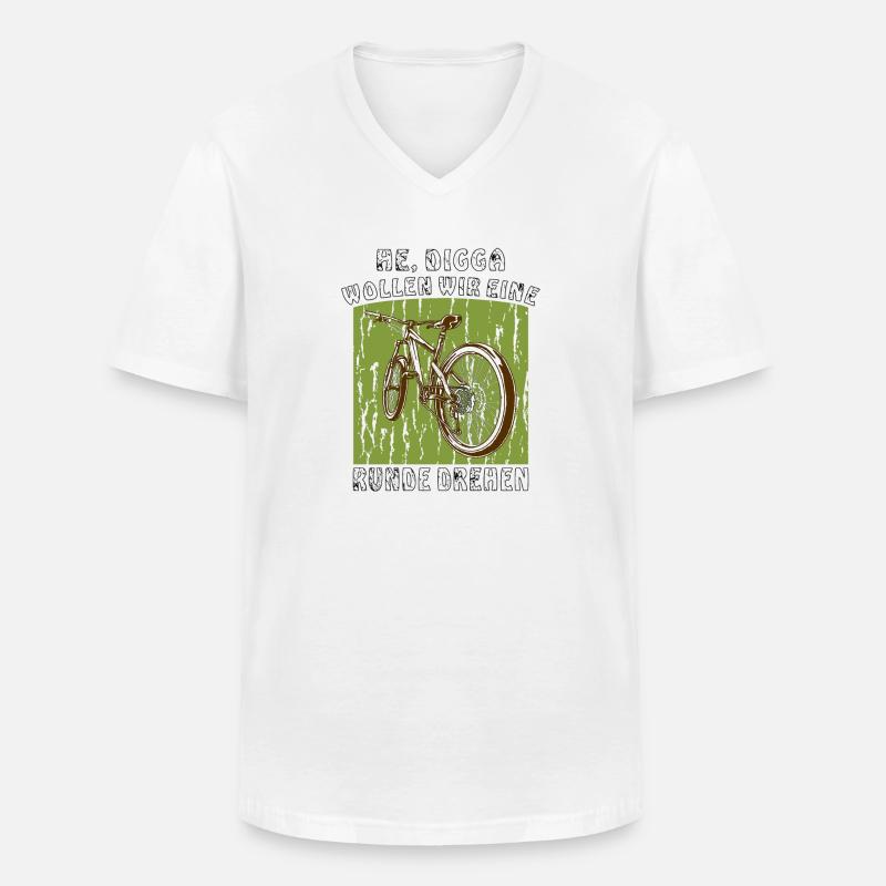 FAHRRAD HE DIGGA - Männer-T-Shirt mit V-Ausschnitt - Weiß