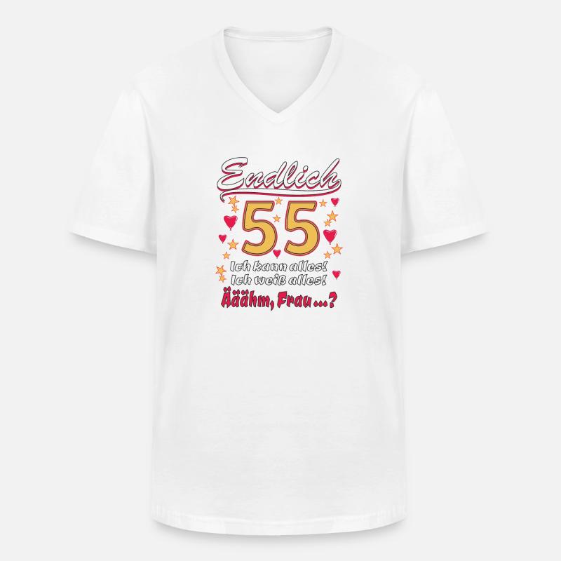 ENDLICH 55 - Männer-T-Shirt mit V-Ausschnitt - Weiß