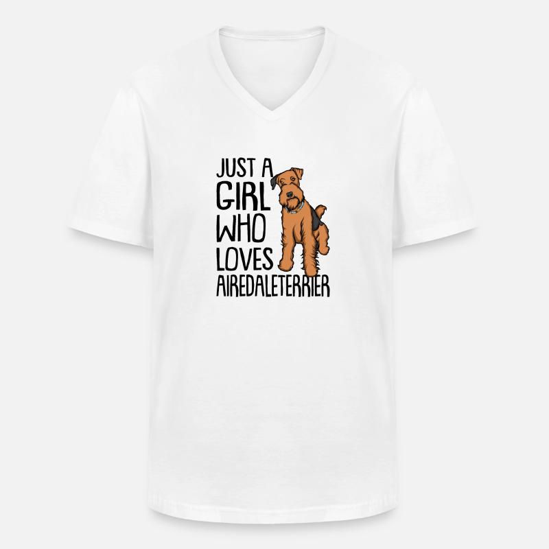 Airedaleterrier - Männer-T-Shirt mit V-Ausschnitt - Weiß