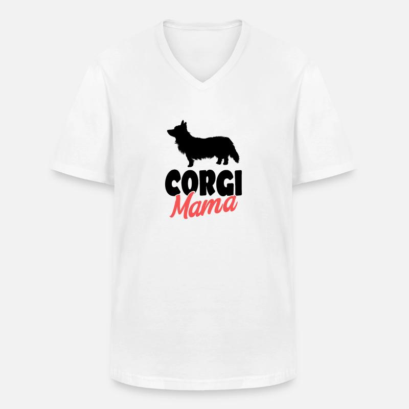 Corgi - Männer-T-Shirt mit V-Ausschnitt - Weiß