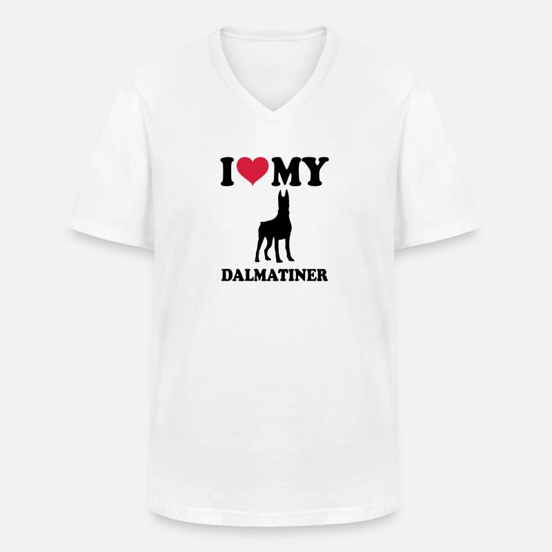 Dobermann - Männer-T-Shirt mit V-Ausschnitt - Weiß