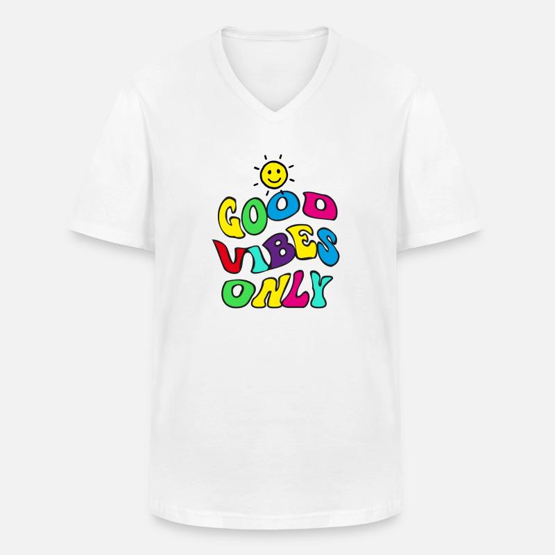 Good Vibes Only - Männer-T-Shirt mit V-Ausschnitt - Weiß