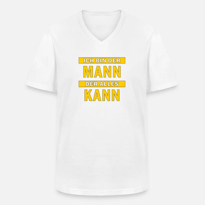 MANN DER ALLES KANN - Männer-T-Shirt mit V-Ausschnitt - Weiß