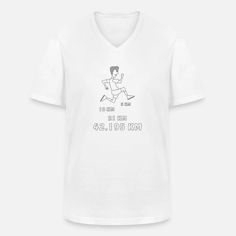 LÄUFER - Männer-T-Shirt mit V-Ausschnitt - Weiß