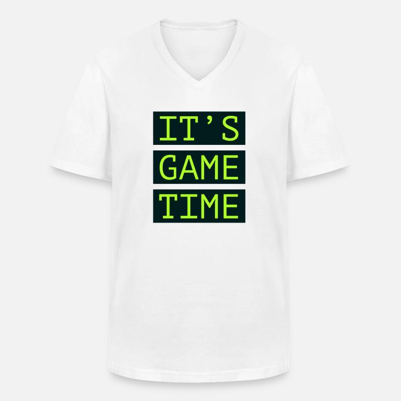 It's Game Time - Männer-T-Shirt mit V-Ausschnitt - Weiß