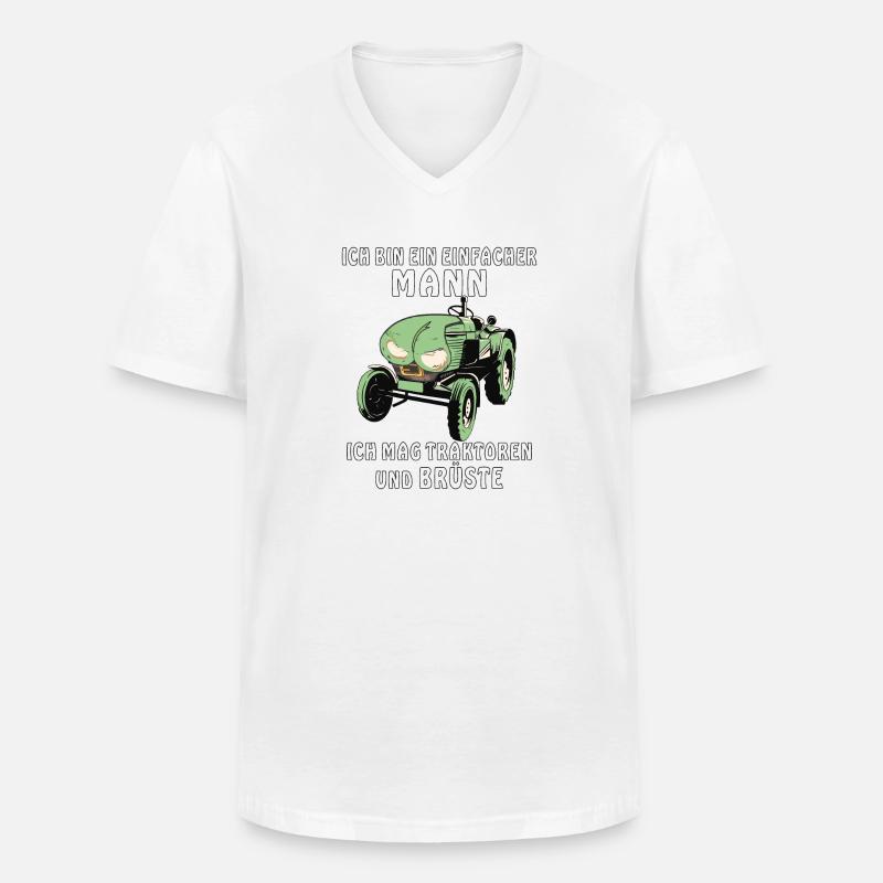 TRAKTOR ICH MAG BRÜSTE - Männer-T-Shirt mit V-Ausschnitt - Weiß