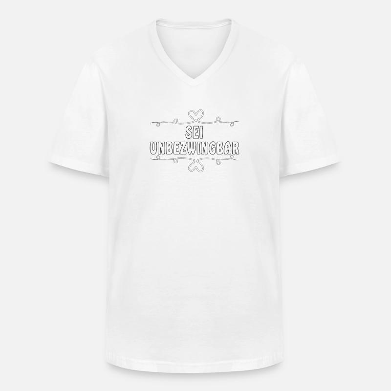 SEI UNBEZWINGBAR - Männer-T-Shirt mit V-Ausschnitt - Weiß
