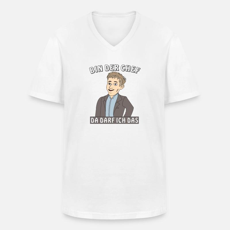 MANN BIN DER CHEF - Männer-T-Shirt mit V-Ausschnitt - Weiß