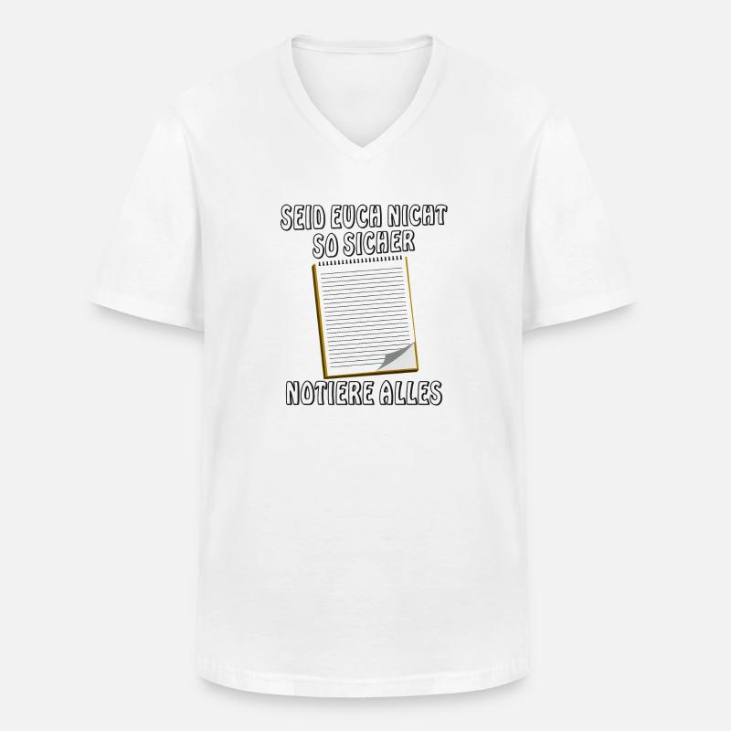 NOTIZBLOCK NOTIERE ALLES - Männer-T-Shirt mit V-Ausschnitt - Weiß