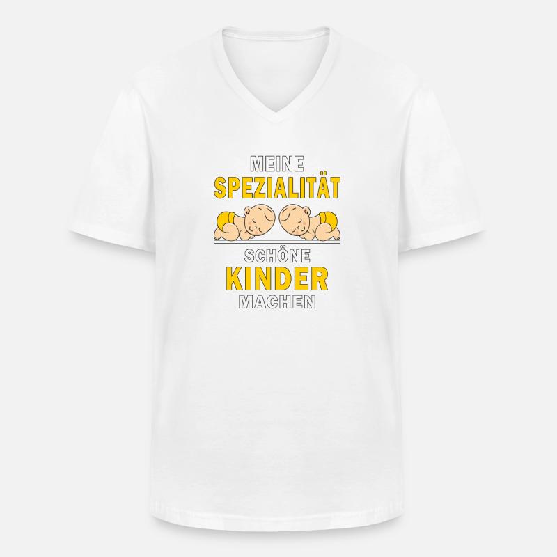 SCHÖNE KINDER MACHEN - Männer-T-Shirt mit V-Ausschnitt - Weiß