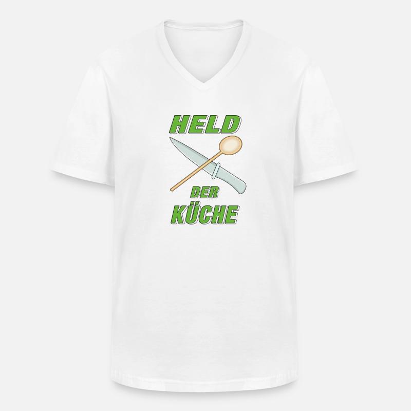 HELD DER KÜCHE - Männer-T-Shirt mit V-Ausschnitt - Weiß