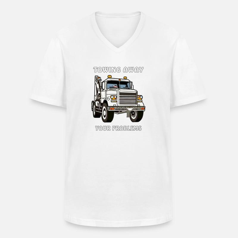 ABSCHLEPPWAGEN TOWING AWAY YOUR PROBLEMS - Männer-T-Shirt mit V-Ausschnitt - Weiß