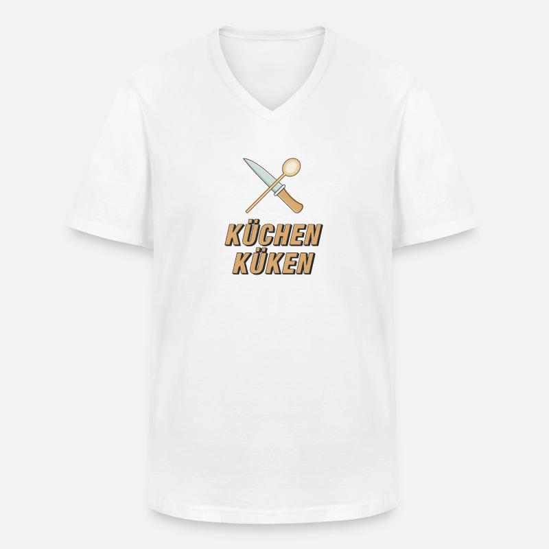 KÜCHEN KÜKEN - Männer-T-Shirt mit V-Ausschnitt - Weiß