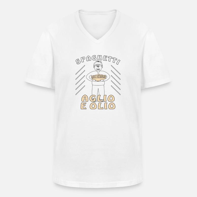 SPAGHETTI AGLIO E OLIO - Men's V-Neck T-Shirt - white