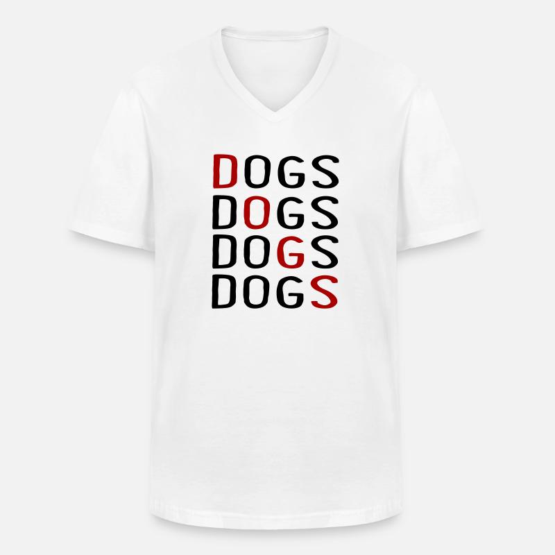 Hunde - Männer-T-Shirt mit V-Ausschnitt - Weiß