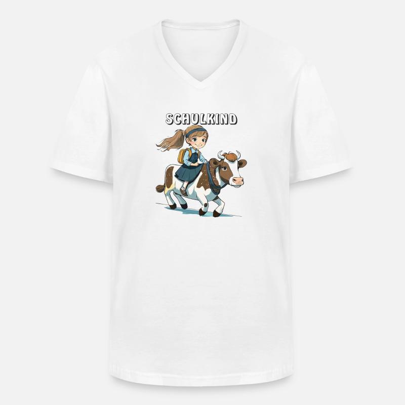 SCHULKIND MÄDCHEN KUH - Männer-T-Shirt mit V-Ausschnitt - Weiß