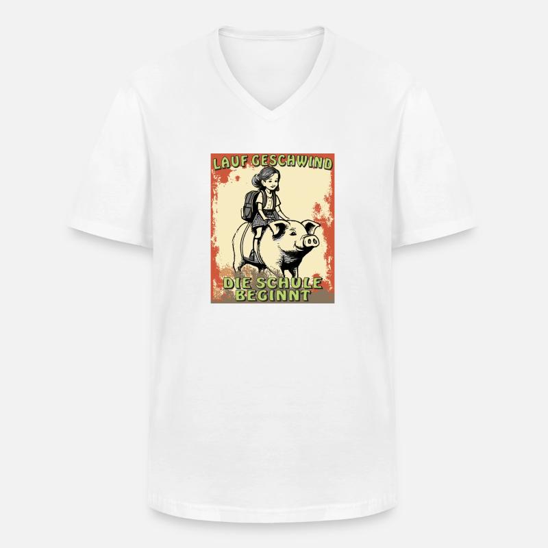 SCHWEIN MÄDCHEN SCHULE BEGINNT - Männer-T-Shirt mit V-Ausschnitt - Weiß