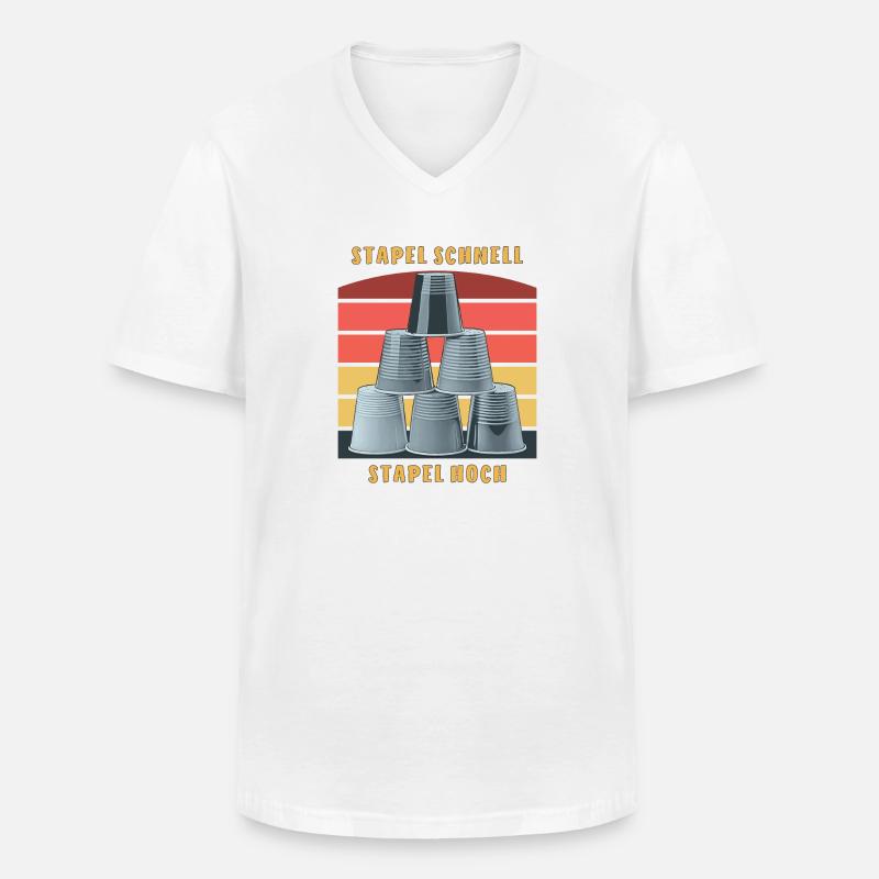 STACKING STACK FAST STACK UP - Men's V-Neck T-Shirt - white