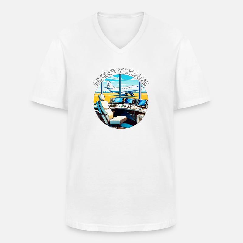 AIRCRAFT CONTROLLER - Männer-T-Shirt mit V-Ausschnitt - Weiß