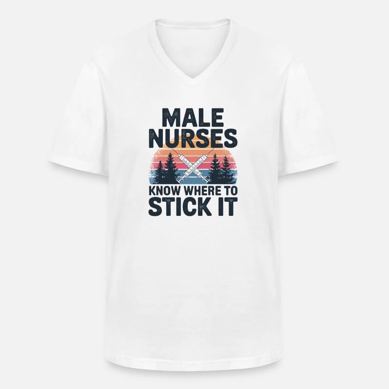 Stolz auf den Pflegeberuf - Männer-T-Shirt mit V-Ausschnitt - Weiß