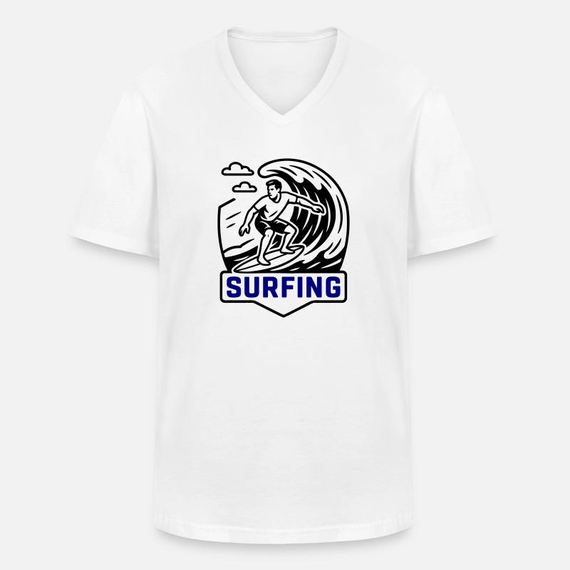 Surfing Symbol Surfer - Männer-T-Shirt mit V-Ausschnitt - Weiß