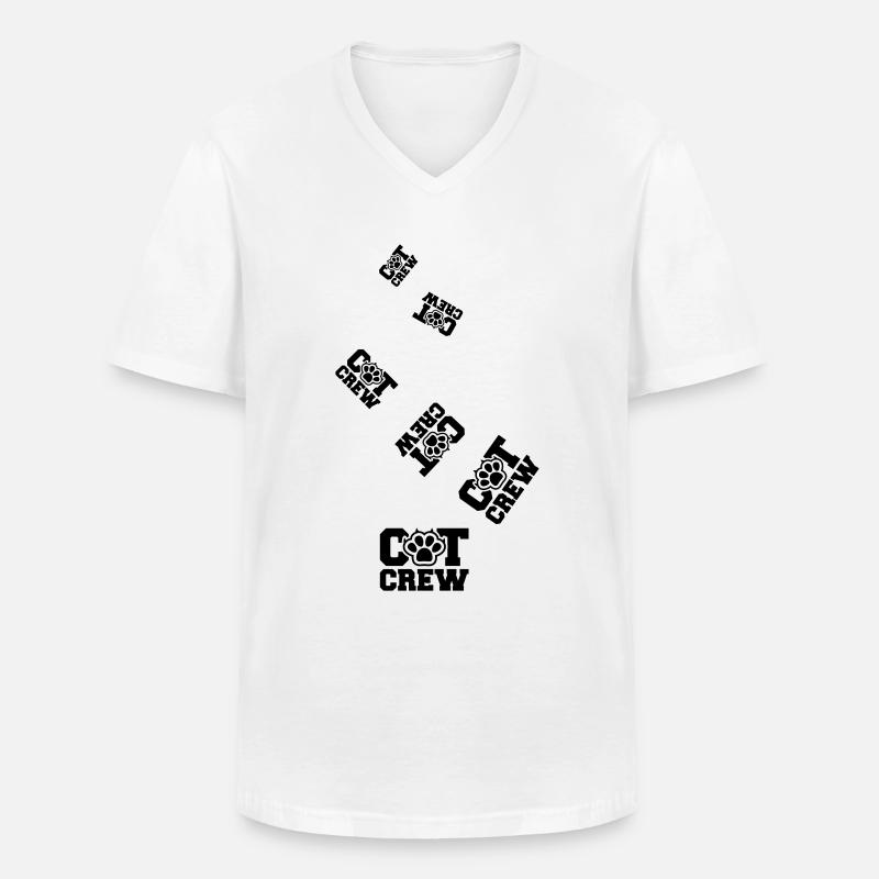 Cat Crew - Männer-T-Shirt mit V-Ausschnitt - Weiß