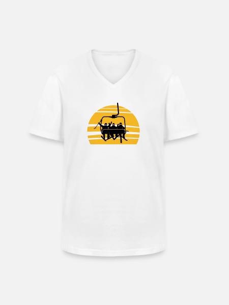 Winter - Skifahrer Sessellift - Männer-T-Shirt mit V-Ausschnitt - Weiß