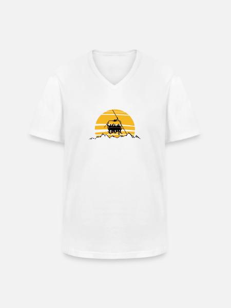 Winter - Skifahrer Sessellift - Männer-T-Shirt mit V-Ausschnitt - Weiß