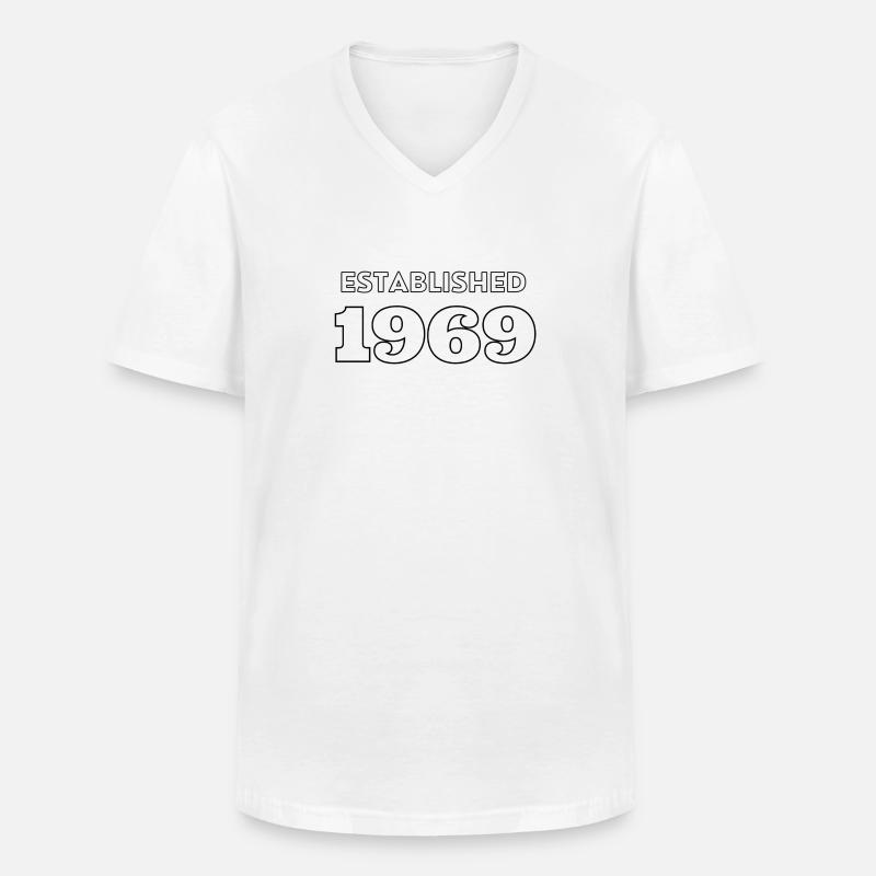 Established 1969 - Männer-T-Shirt mit V-Ausschnitt - Weiß