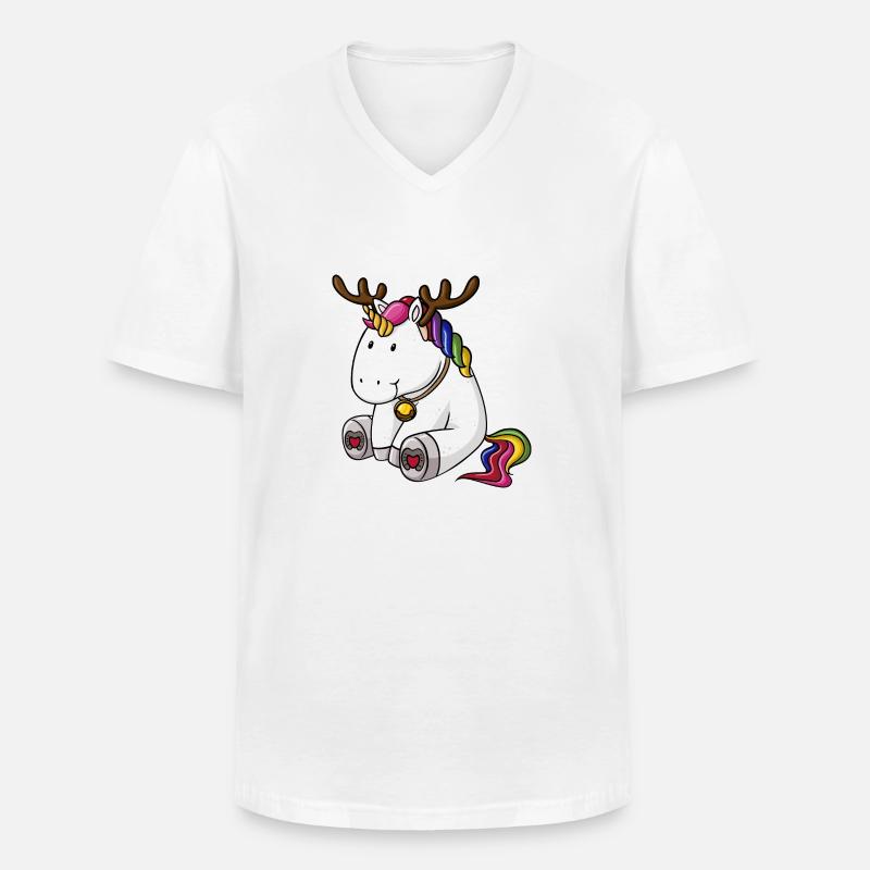 Weihnachts Einhorn - Männer-T-Shirt mit V-Ausschnitt - Weiß
