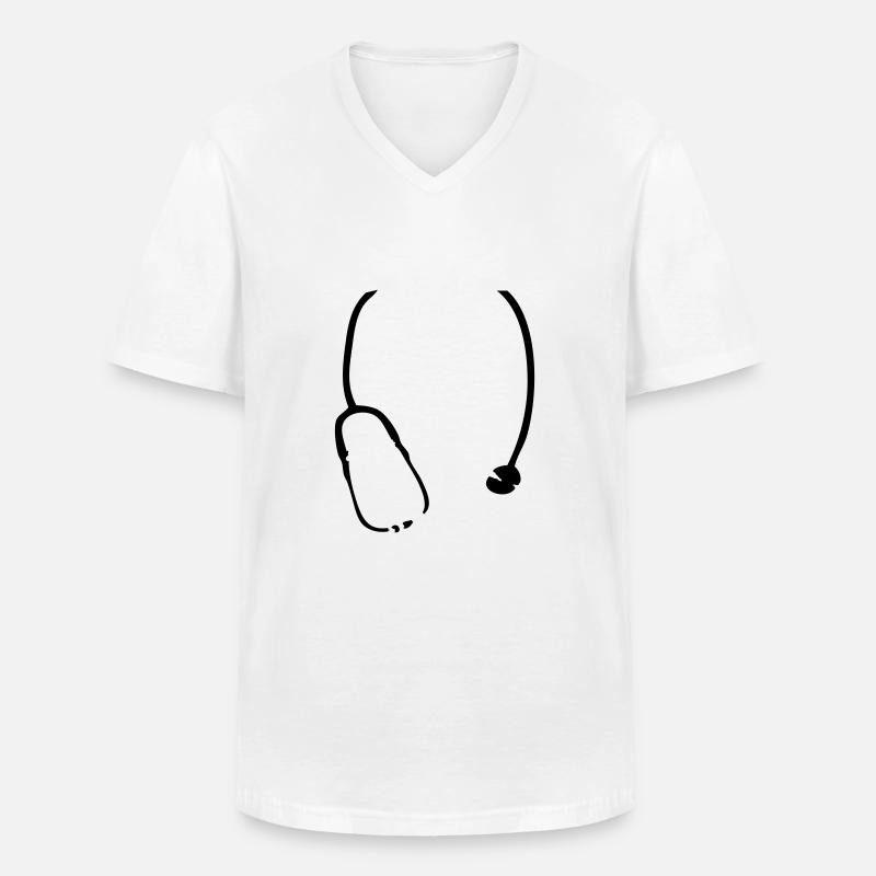 Stethoskop - Männer-T-Shirt mit V-Ausschnitt - Weiß