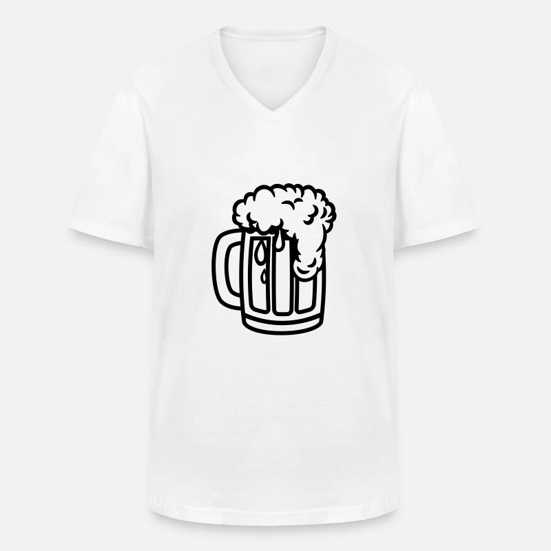 bier__f1 - Männer-T-Shirt mit V-Ausschnitt - Weiß