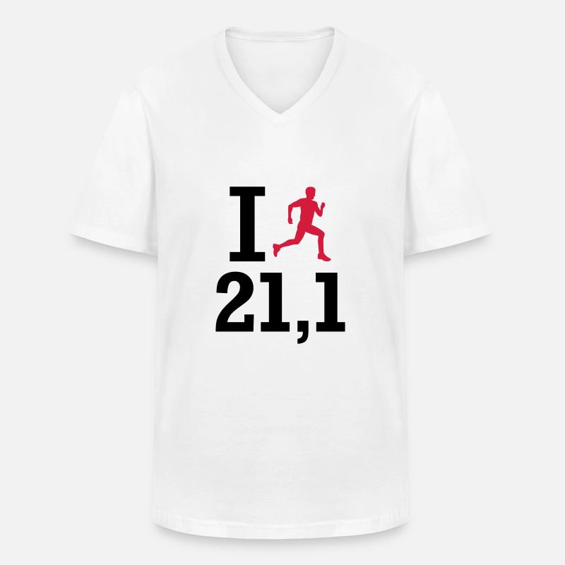 Marathon - Männer-T-Shirt mit V-Ausschnitt - Weiß